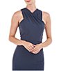 Color:Prussian Blue - Image 3 - Stretch Sleeveless Criss Cross Halter Neck Gown