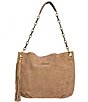 Color:Topo - Image 1 - Harley Suede Leather Chain Tassel Hobo Bag