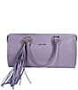 Color:Lilac - Image 1 - Soho Leather Barrel Tassel Satchel Bag