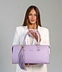 Color:Lilac - Image 5 - Soho Leather Barrel Tassel Satchel Bag