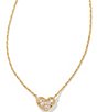 Color:Gold White Crystal - Image 1 - Ari Pave Crystal Heart Gold Short Pendant Necklace