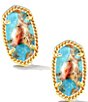 Color:Bronzed Veined Turquoise Red Oyster - Image 1 - Ellie Gold Stud Earrings
