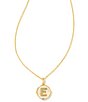 Color:A - Image 5 - Initial Gold Disc Reversible Pendant Necklace in Iridescent Abalone
