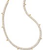 Color:Gold White Crystal - Image 1 - Jacqueline 14K Gold Crystal Tennis Collar Necklace