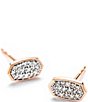 Color:White Diamond - Image 1 - Marisa 14k Rose Gold Stud Earrings