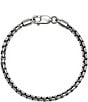 Color:Oxidized Sterling Silver - Image 1 - Scott Bros. Men's Beck Sterling Silver Round Box Chain Bracelet