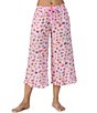 Color:Pink Ground - Image 1 - Dreaming Butterflies Woven Cropped Sleep Pants