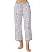 Color:White/Ditsy - Image 1 - Jersey Knit Falling Petals Floral Coordinating Cropped Sleep Pants