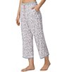 Color:White/Ditsy - Image 3 - Jersey Knit Falling Petals Floral Coordinating Cropped Sleep Pants