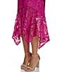 Color:Fuchsia - Image 4 - Lace Scoop Neckline Sleeveless Ruffle Hem Midi Dress