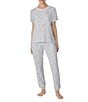 Color:White/Animal - Image 3 - Marsh Animal Print Short Sleeve Knit Coordinating Sleep Top