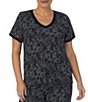 Color:Black Ivory Dot - Image 1 - Plus Size Dotted Short Sleeve V-Neck Coordinating Jersey Knit Top