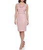Color:Pink - Image 1 - Stretch Shimmer Cowl Neck Sleeveless Ruched Sheath Dress
