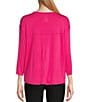 Color:Magenta - Image 2 - Knit Jersey 3/4 Sleeve Crew Neck Perfect Tee