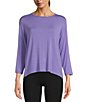 Color:Aster Purple - Image 1 - Knit Jersey 3/4 Sleeve Crew Neck Perfect Tee