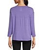 Color:Aster Purple - Image 2 - Knit Jersey 3/4 Sleeve Crew Neck Perfect Tee