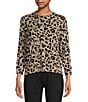 Color:Mega Cheetah - Image 1 - Knit Jersey Cheetah 3/4 Sleeve Perfect Tee Shirt