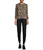 Color:Mega Cheetah - Image 3 - Knit Jersey Cheetah 3/4 Sleeve Perfect Tee Shirt