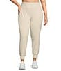Color:Birch - Image 1 - Plus Size High Rise Suede Jersey Knit Pull-On Slim Joggers