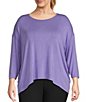 Color:Aster Purple - Image 1 - Plus Size Knit 3/4 Sleeve Perfect Tee