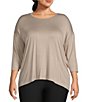 Color:Atmosphere - Image 1 - Plus Size Knit 3/4 Sleeve Perfect Tee