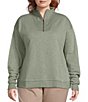 Color:Lilly Pad Green - Image 1 - Plus Size Long Sleeve Mock Neck Half Zip Ribbed Pullover