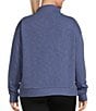 Color:BIijou Blue - Image 2 - Plus Size Long Sleeve Mock Neck Half Zip Ribbed Pullover