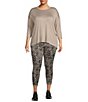 Color:Toffee Swirl - Image 3 - Plus Size Toffee Swirl Print High Rise 7/8 Leggings
