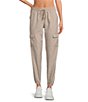 Color:Atmosphere - Image 1 - Woven Elastic Cinched Cuff Ribbed Waistband Flap Pocket Ankle Joggers