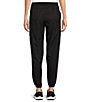 Color:Black - Image 2 - Woven Elastic Cinched Cuff Ribbed Waistband Flap Pocket Ankle Joggers