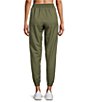 Color:Dusty Olive - Image 2 - Woven Elastic Waist Flap Pocket Pull-On Ankle Jogger