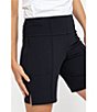 Color:Black - Image 1 - Tailored & Trim Side Slit Pull-On Bermuda Golf Shorts