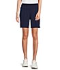 Color:Navy - Image 1 - Tailored & Trim Side Slit Pull-On Bermuda Golf Shorts