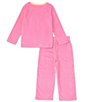 Color:Pink - Image 3 - Little/Big Girls 4-10 Long Sleeve Barbie™ Pajama T-Shirt & Pant Two Piece Set