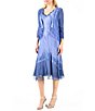 Color:Fregatta Blue Ombre - Image 3 - 3/4 Sleeve 2-Piece Jacket Dress