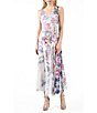 Color:Paisley Bloom - Image 1 - Charmeuse Chiffon Floral Print V-Neckline Sleeveless Midi Dress