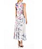 Color:Paisley Bloom - Image 2 - Charmeuse Chiffon Floral Print V-Neckline Sleeveless Midi Dress