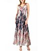 Color:Spider Orchid - Image 1 - Charmeuse Lace Floral Print Scoop Neck Sleeveless Lace Up Back Pleated Dress