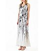 Color:Blooming Garden - Image 3 - Charmeuse Lace Scoop Neck Sleeveless Lace Up Back Maxi Dress