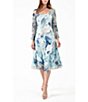 Color:Meander Meadow - Image 1 - Floral Scoop Neckline Long Sleeve Pleated Charmeuse Dress