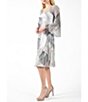 Color:Pewter Spiral - Image 3 - Printed Charmeuse Square Neck 3/4 Bell Sleeve Tiered Dress