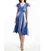 Color:Fregatta Blue - Image 1 - Ruffle V-Neck Short Flutter Sleeve Midi Dress