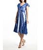 Color:Fregatta Blue - Image 2 - Ruffle V-Neck Short Flutter Sleeve Midi Dress