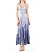 Color:Lavender Blue Ombre - Image 1 - Ruffled Tiered Embellished Colorblock V-Neck Sleeveless A-Line Maxi Dress