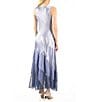 Color:Lavender Blue Ombre - Image 2 - Ruffled Tiered Embellished Colorblock V-Neck Sleeveless A-Line Maxi Dress