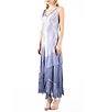 Color:Lavender Blue Ombre - Image 3 - Ruffled Tiered Embellished Colorblock V-Neck Sleeveless A-Line Maxi Dress