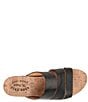 Color:Black - Image 6 - Menzie Banded Leather Cork Platform Wedge Slide Sandals
