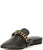 Color:Black - Image 4 - Chelsea Leather Studded Chain Detail Mules