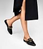 Color:Black - Image 5 - Chelsea Leather Studded Chain Detail Mules
