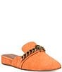 Color:Rust - Image 1 - Chelsea Suede Chain Detail Mules
